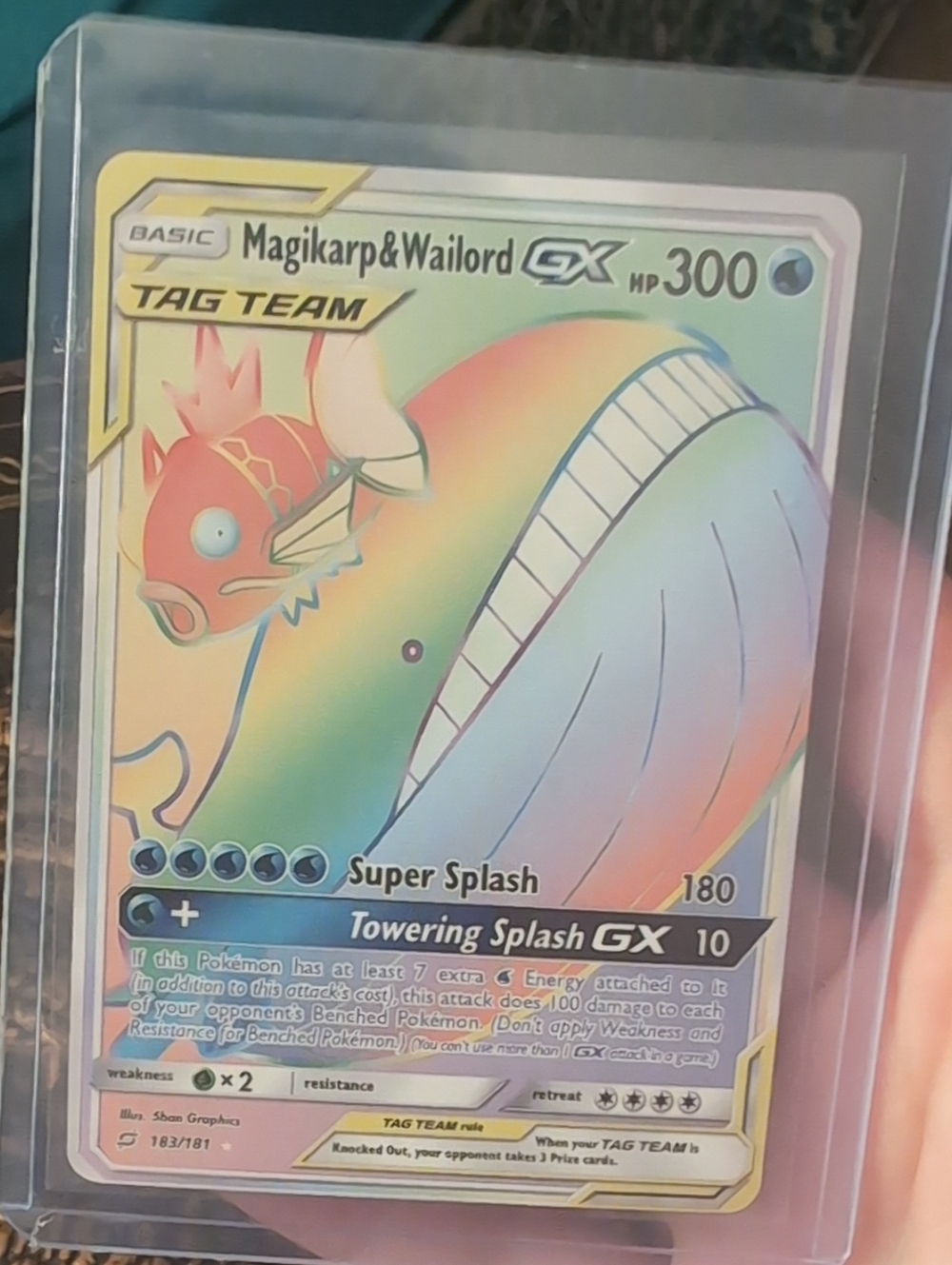 Magikarp & Wailord GX Tag Team - Rainbow Holo Collectible Card